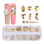 Decorazione per unghie con strass per unghie a forma di fondo piatto a 12 griglie, 01, 02, 03, 04, 05, 06, 07, 08, 10, 11, 12, 13, 14, 15, 16, 18, 19, 20, 21, 22, 23, 24, 25, 26