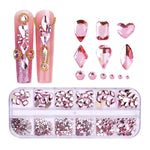 Decorazione per unghie con strass per unghie a forma di fondo piatto a 12 griglie, 01, 02, 03, 04, 05, 06, 07, 08, 10, 11, 12, 13, 14, 15, 16, 18, 19, 20, 21, 22, 23, 24, 25, 26