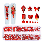 Decorazione per unghie con strass per unghie a forma di fondo piatto a 12 griglie, 01, 02, 03, 04, 05, 06, 07, 08, 10, 11, 12, 13, 14, 15, 16, 18, 19, 20, 21, 22, 23, 24, 25, 26