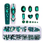 Decorazione per unghie con strass per unghie a forma di fondo piatto a 12 griglie, 01, 02, 03, 04, 05, 06, 07, 08, 10, 11, 12, 13, 14, 15, 16, 18, 19, 20, 21, 22, 23, 24, 25, 26