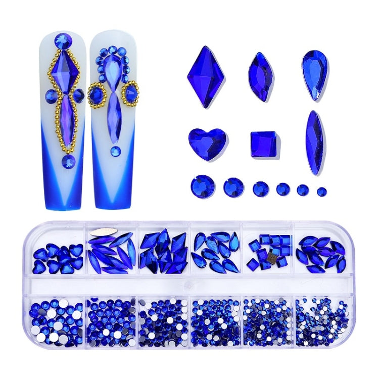 Decorazione per unghie con strass per unghie a forma di fondo piatto a 12 griglie, 01, 02, 03, 04, 05, 06, 07, 08, 10, 11, 12, 13, 14, 15, 16, 18, 19, 20, 21, 22, 23, 24, 25, 26