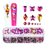 Decorazione per unghie con strass per unghie a forma di fondo piatto a 12 griglie, 01, 02, 03, 04, 05, 06, 07, 08, 10, 11, 12, 13, 14, 15, 16, 18, 19, 20, 21, 22, 23, 24, 25, 26