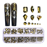 Decorazione per unghie con strass per unghie a forma di fondo piatto a 12 griglie, 01, 02, 03, 04, 05, 06, 07, 08, 10, 11, 12, 13, 14, 15, 16, 18, 19, 20, 21, 22, 23, 24, 25, 26