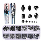 Decorazione per unghie con strass per unghie a forma di fondo piatto a 12 griglie, 01, 02, 03, 04, 05, 06, 07, 08, 10, 11, 12, 13, 14, 15, 16, 18, 19, 20, 21, 22, 23, 24, 25, 26