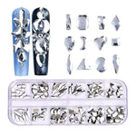Decorazione per unghie con strass per unghie a forma di fondo piatto a 12 griglie, 01, 02, 03, 04, 05, 06, 07, 08, 10, 11, 12, 13, 14, 15, 16, 18, 19, 20, 21, 22, 23, 24, 25, 26