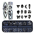 Decorazione per unghie con strass per unghie a forma di fondo piatto a 12 griglie, 01, 02, 03, 04, 05, 06, 07, 08, 10, 11, 12, 13, 14, 15, 16, 18, 19, 20, 21, 22, 23, 24, 25, 26