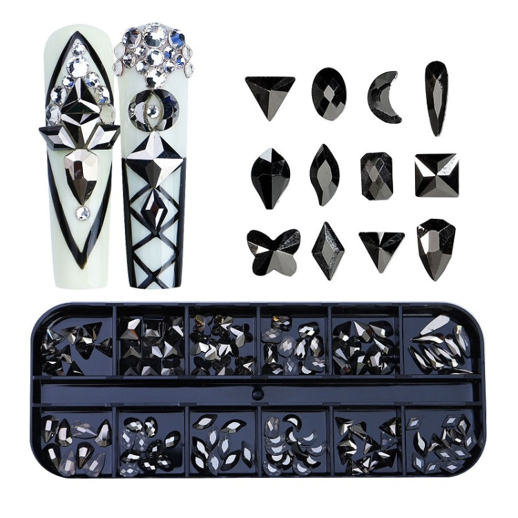 Decorazione per unghie con strass per unghie a forma di fondo piatto a 12 griglie, 01, 02, 03, 04, 05, 06, 07, 08, 10, 11, 12, 13, 14, 15, 16, 18, 19, 20, 21, 22, 23, 24, 25, 26