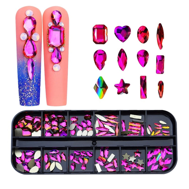 Decorazione per unghie con strass per unghie a forma di fondo piatto a 12 griglie, 01, 02, 03, 04, 05, 06, 07, 08, 10, 11, 12, 13, 14, 15, 16, 18, 19, 20, 21, 22, 23, 24, 25, 26