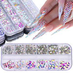 Decorazione per unghie con strass per unghie a forma di fondo piatto a 12 griglie, 28