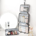 13552A Borsa da toilette pieghevole impermeabile da viaggio Borsa cosmetica con gancio, Black, Grey, Pink, Navy Blue