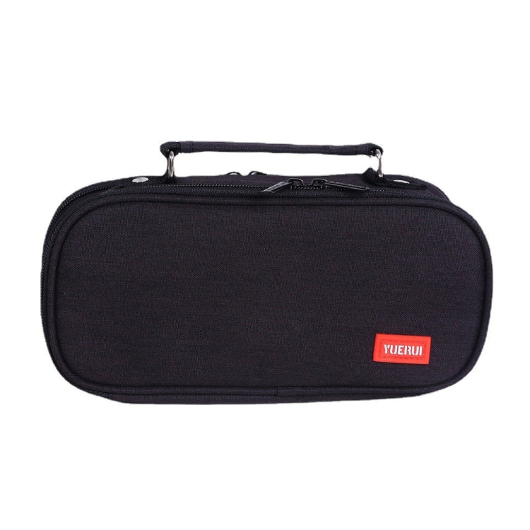 Borsa per penne in tela per cancelleria portatile multistrato di grande capacità, Black, Green, Grey, Pink, Navy Blue, Blue