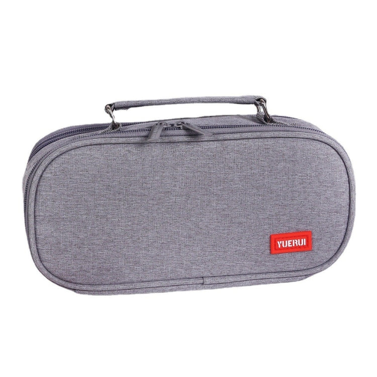 Borsa per penne in tela per cancelleria portatile multistrato di grande capacità, Black, Green, Grey, Pink, Navy Blue, Blue