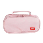 Borsa per penne in tela per cancelleria portatile multistrato di grande capacità, Black, Green, Grey, Pink, Navy Blue, Blue
