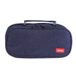 Borsa per penne in tela per cancelleria portatile multistrato di grande capacità, Black, Green, Grey, Pink, Navy Blue, Blue