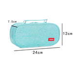 Borsa per penne in tela per cancelleria portatile multistrato di grande capacità, Black, Green, Grey, Pink, Navy Blue, Blue