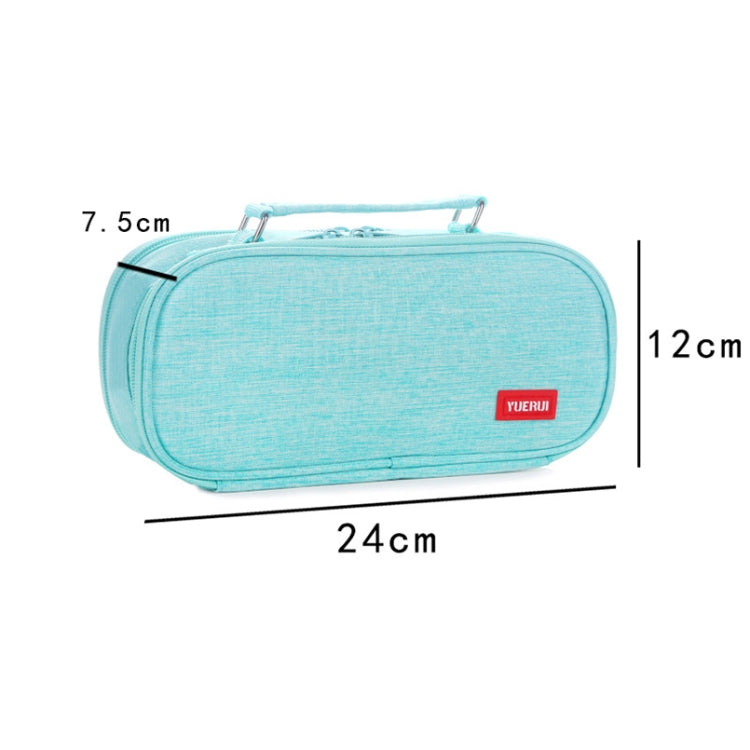 Borsa per penne in tela per cancelleria portatile multistrato di grande capacità, Black, Green, Grey, Pink, Navy Blue, Blue