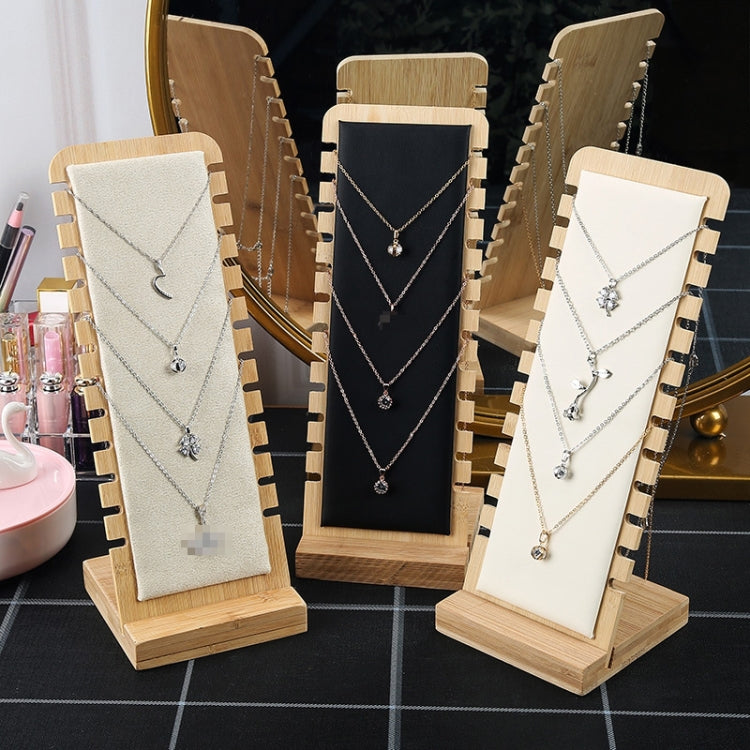 Espositore per collane in legno massello semplice Espositore per gioielli Puntelli per collane, Black Skin, White Skin, Beige Velvet, Ink Green