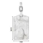 2 pezzi in pelle PU marmorizzata etichetta per bagagli bordo olio cucito con fibbia hardware in metallo
