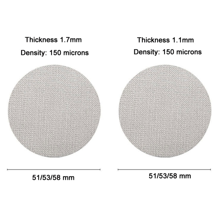 Filtro antispruzzo per caffè in lamiera sinterizzata in acciaio inossidabile, dimensioni:, 51mm x 1.7mm, 51mm x 1mm, 53mm x 1.7mm, 53mm x 1mm, 58mm x 1.7mm