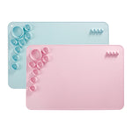 Tappetino da disegno per bambini in silicone Tavolozze di colori lavabili e lavabili, Blue, Pink