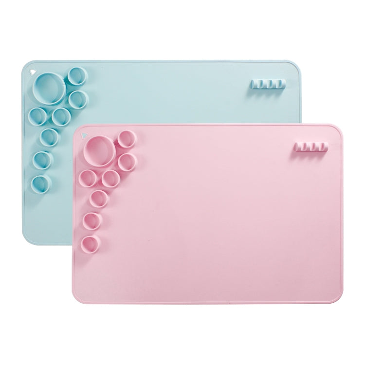 Tappetino da disegno per bambini in silicone Tavolozze di colori lavabili e lavabili, Blue, Pink