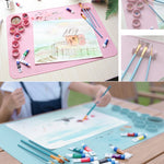 Tappetino da disegno per bambini in silicone Tavolozze di colori lavabili e lavabili, Blue, Pink