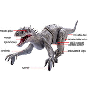 Giocattolo modello di dinosauro meccanico di simulazione di tirannosauro telecomandato senza fili 2.4G, Gray, Red