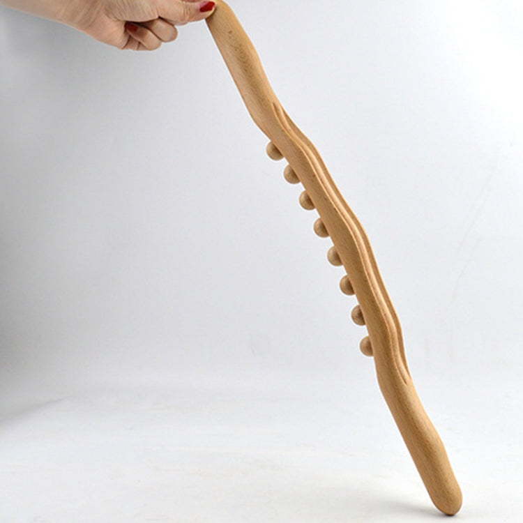 Bastone da massaggio in legno di faggio con otto perline Bastone per dragaggio meridiano, 53cm 8 Beads