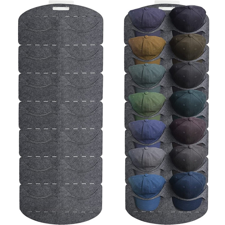 Espositore per berretto da baseball in feltro da 2 pezzi Borsa da appendere in tessuto non tessuto, stile:, 14 Grids Double Row 3mm, 7 Grids Single Row 3mm