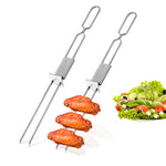 2 pezzi in acciaio inox semiautomatico a doppia testa forchetta per barbecue all'aperto, 2 PCS BBQ Tool