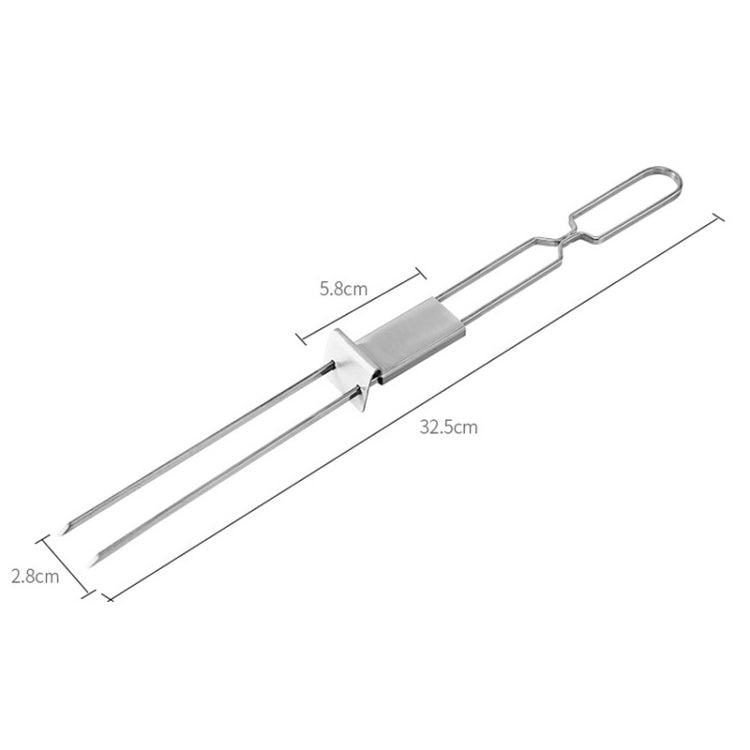 2 pezzi in acciaio inox semiautomatico a doppia testa forchetta per barbecue all'aperto, 2 PCS BBQ Tool