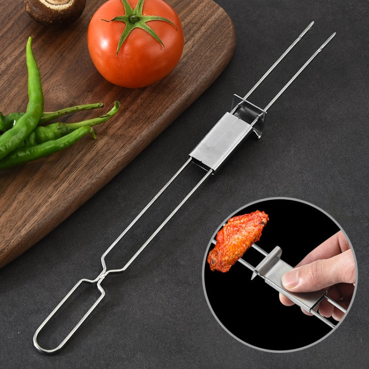 2 pezzi in acciaio inox semiautomatico a doppia testa forchetta per barbecue all'aperto, 2 PCS BBQ Tool