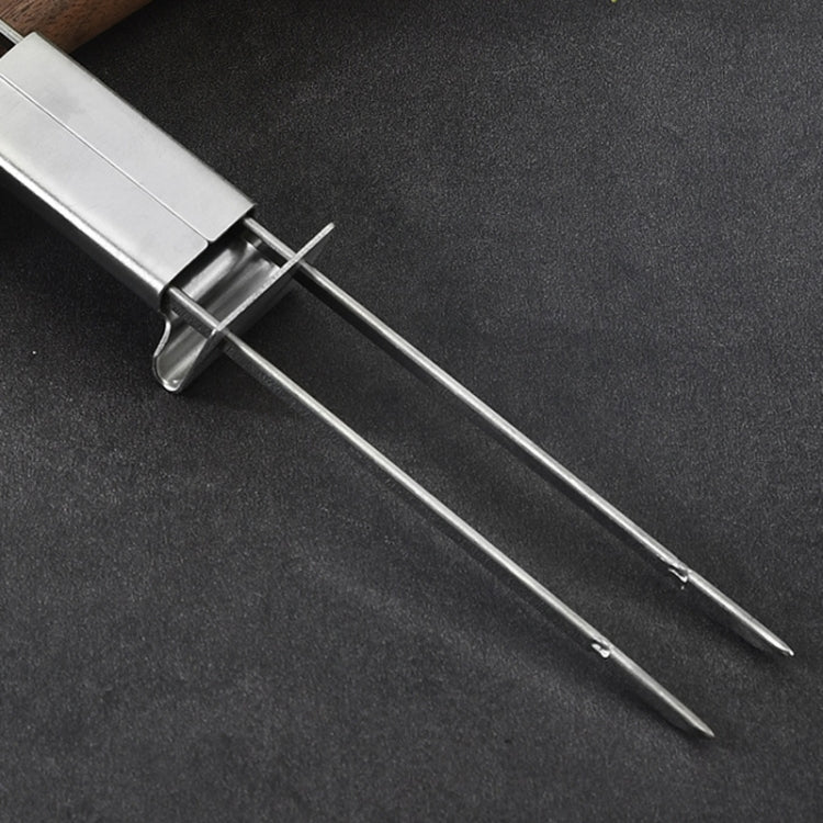 2 pezzi in acciaio inox semiautomatico a doppia testa forchetta per barbecue all'aperto, 2 PCS BBQ Tool