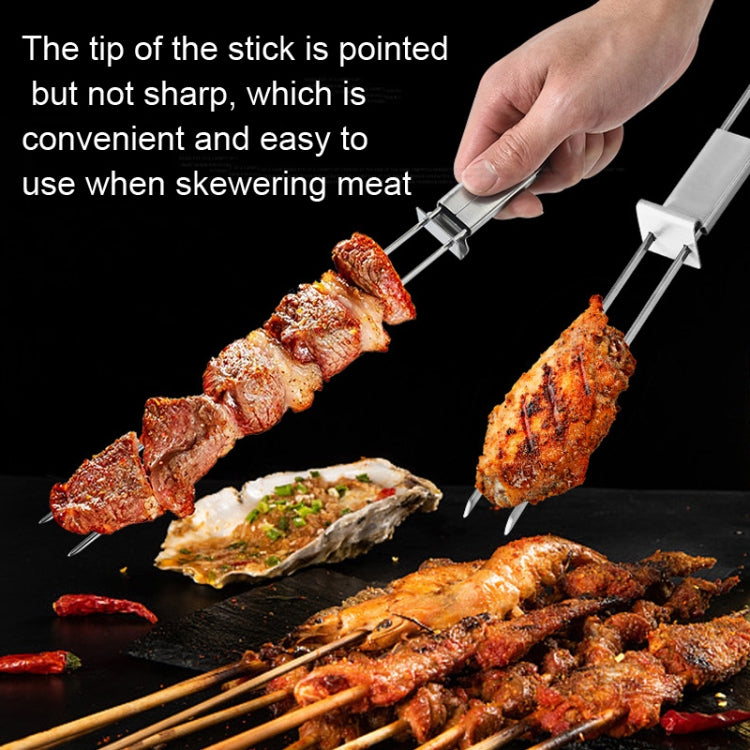 2 pezzi in acciaio inox semiautomatico a doppia testa forchetta per barbecue all'aperto, 2 PCS BBQ Tool