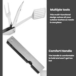 Set 3 in 1 di pinze, coltello e forchetta in acciaio inossidabile, pieghevole e portatile, per barbecue.