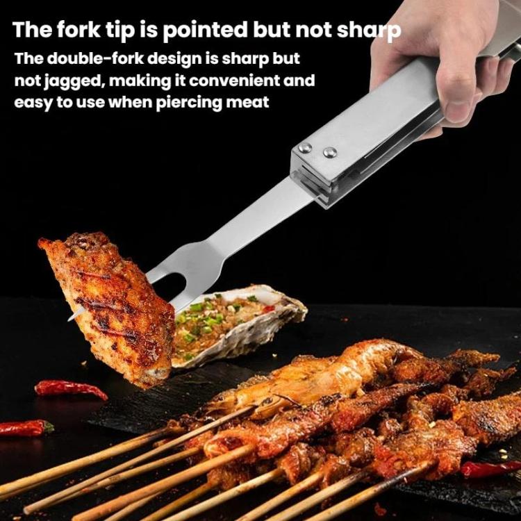 Set 3 in 1 di pinze, coltello e forchetta in acciaio inossidabile, pieghevole e portatile, per barbecue.