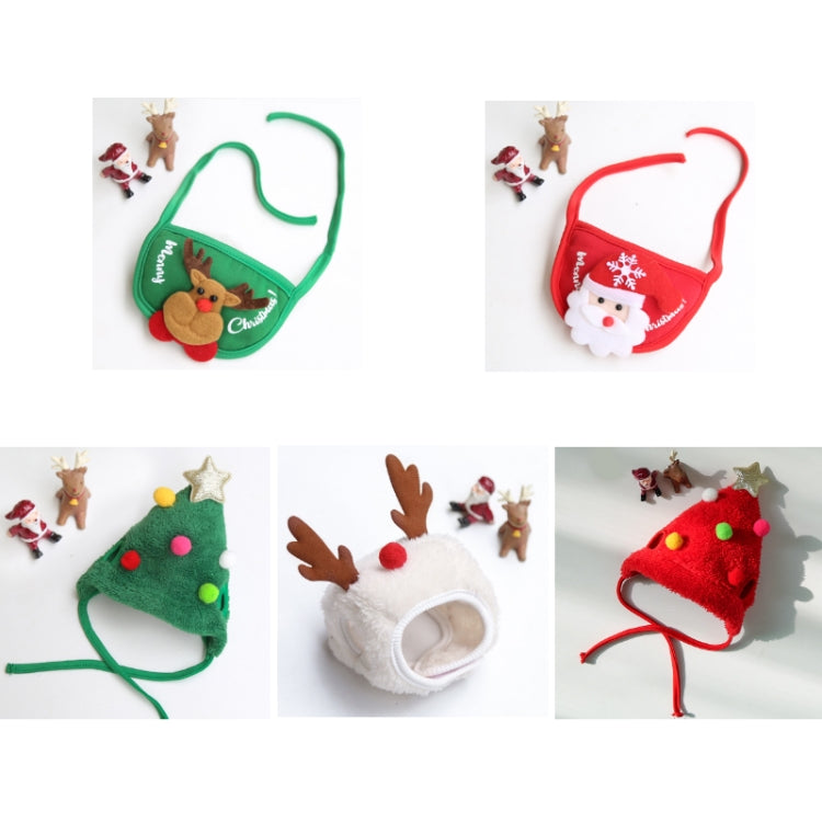 Forniture per medicazione festiva saliva cappello natalizio per animali domestici, Bibs Green, Bibs Red, Green Hat S, Green Hat L, White Hat S, White Hat L, Red Hat S, Red Hat L