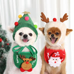 Forniture per medicazione festiva saliva cappello natalizio per animali domestici, Bibs Green, Bibs Red, Green Hat S, Green Hat L, White Hat S, White Hat L, Red Hat S, Red Hat L