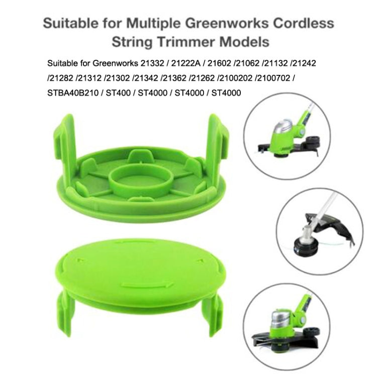 2PCS GK04 Cordless Weeder Lawn Mower Spool Cover per Greenworks, Green, Black