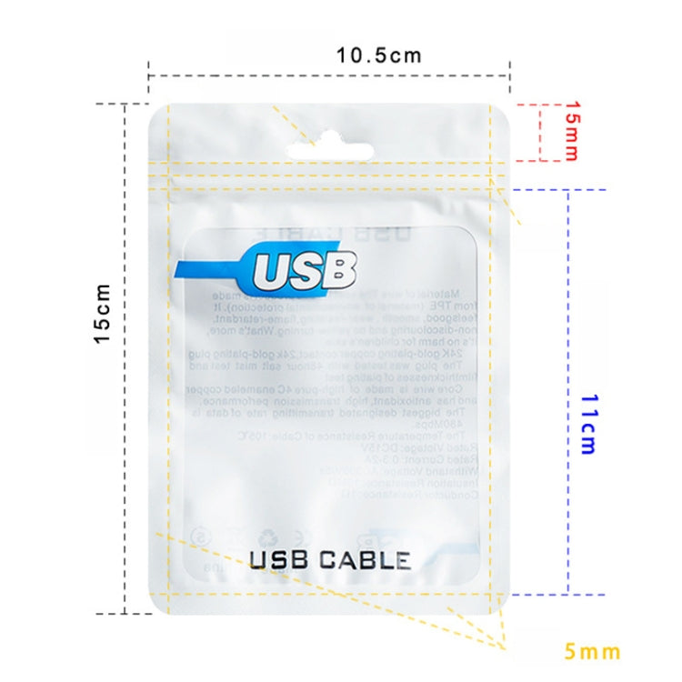 100 PCS Sacchetto per imballaggio cavo USB Borsa per cavo dati Borsa a chiusura lampo, 7.5 x 12cm, 10.5 x 15 cm
