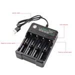 Caricabatterie USB 4 slot per batterie 18650 e simili