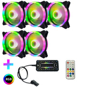 Computer CPU RGB radiatore luminoso, 1 Fan+Remote Control, 2 Fans+Remote Control, 3 Fans+Remote Control, 4 Fans+Remote Control, 5 Fans+Remote Control, 6 Fans+Remote Control, 7 Fans+Remote Control, 8 Fans+Remote Control