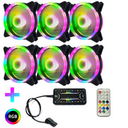 Computer CPU RGB radiatore luminoso, 1 Fan+Remote Control, 2 Fans+Remote Control, 3 Fans+Remote Control, 4 Fans+Remote Control, 5 Fans+Remote Control, 6 Fans+Remote Control, 7 Fans+Remote Control, 8 Fans+Remote Control