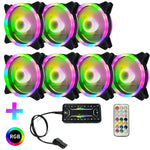 Computer CPU RGB radiatore luminoso, 1 Fan+Remote Control, 2 Fans+Remote Control, 3 Fans+Remote Control, 4 Fans+Remote Control, 5 Fans+Remote Control, 6 Fans+Remote Control, 7 Fans+Remote Control, 8 Fans+Remote Control