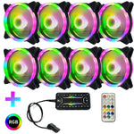 Computer CPU RGB radiatore luminoso, 1 Fan+Remote Control, 2 Fans+Remote Control, 3 Fans+Remote Control, 4 Fans+Remote Control, 5 Fans+Remote Control, 6 Fans+Remote Control, 7 Fans+Remote Control, 8 Fans+Remote Control