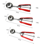 Paletta per gelato con manico in silicone in acciaio inossidabile 304, diametro, 4cm, 5cm, 6cm