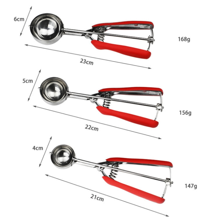 Paletta per gelato con manico in silicone in acciaio inossidabile 304, diametro, 4cm, 5cm, 6cm