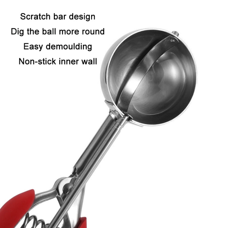 Paletta per gelato con manico in silicone in acciaio inossidabile 304, diametro, 4cm, 5cm, 6cm