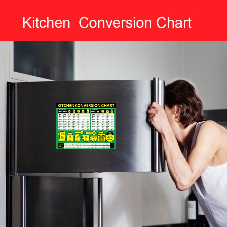 2 PCS Tabella di conversione della ricetta del condimento da cucina Adesivo magnetico impermeabile