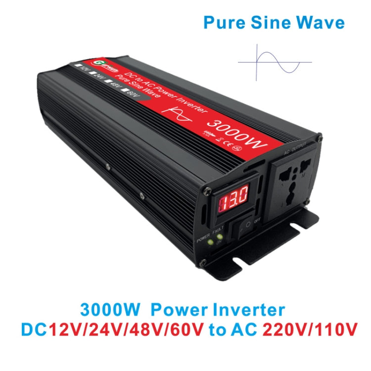 Gurxun Inverter a onda sinusoidale 3000W 2/24/48/60V a 220V Convertitore boost per auto, 3000W 60V-220V, 3000W 12V-220V, 3000W 24V-220V, 3000W 48V-220V